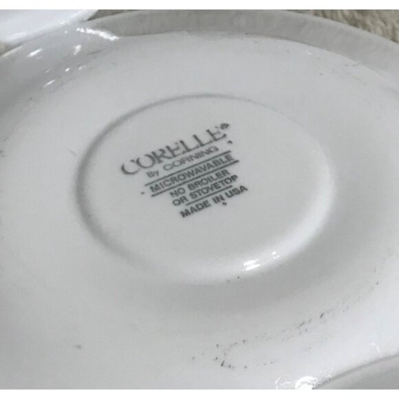 Set Of 6 Corelle Silk and Roses White & Black Saucers 6.25" Dishes - Picture 4 of 5